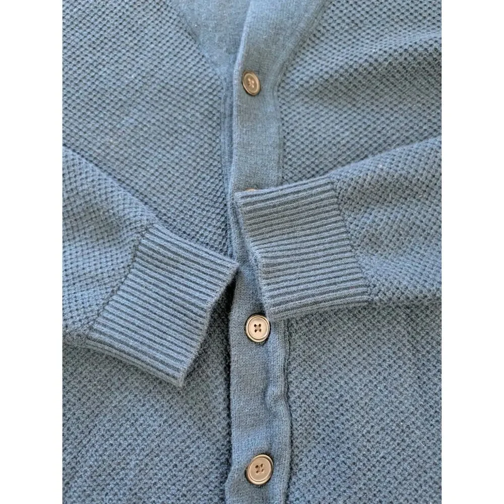 Banana Republic Mens L Shawl Collar Heavy Knit Ribbed Blue Cardigan Grandpacore